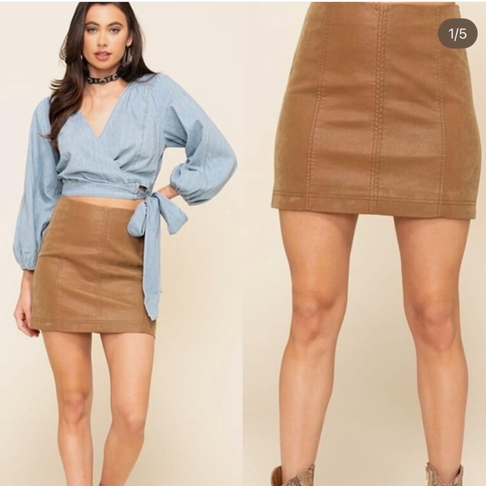 Free People Brown Mini Skirt